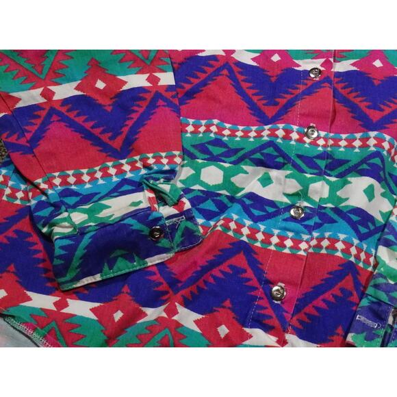 Vtg 90s Roughrider by Circle Y Western Shirt, Tribal Aztec Pattern Women's Small - Picture 2 of 11